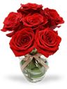 6 rose rosse a bouquet