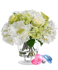 Bouquet per nascita con ciuccio neonato
